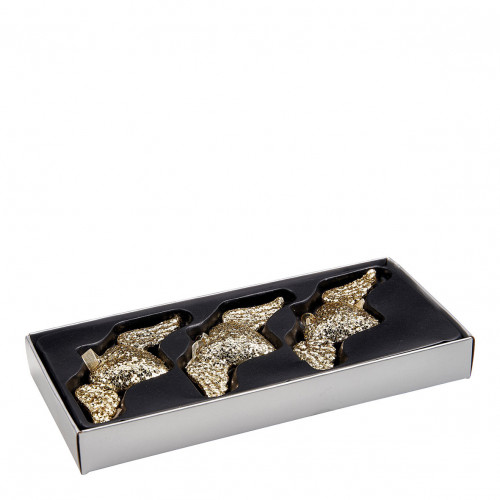 Set of 3 golden glittery ex-voto glass hearts Set of 3 golden glittery ex-voto glass hearts