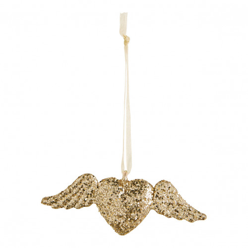 Estuche de 3 corazones ex-voto dorados brillantes de cristal