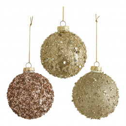 Set di 3 palline decorative Comète glitterate in vetro