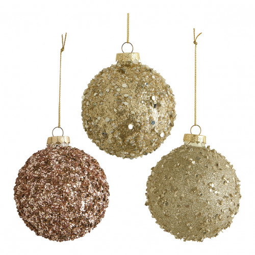 Set di 3 palline decorative Comète glitterate in vetro