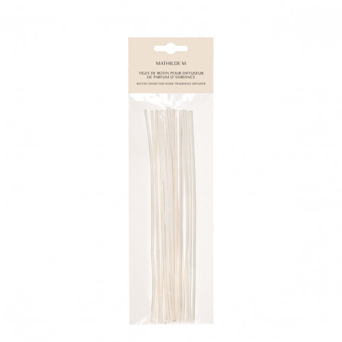 Sacchetto di 18 bastoncini di rattan sbiancato 20 cm