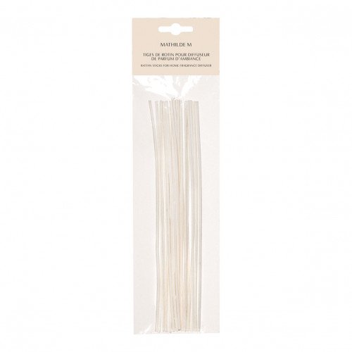 Sachet de 18 tiges de rotin blanchi 25 cm