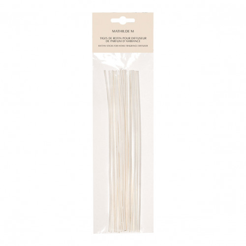 Sachet de 18 tiges de rotin blanchi 25 cm
