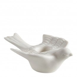 Ceramic Bisque Titmouse Candle Holder - Small Model
