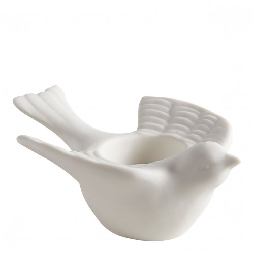 Ceramic Biscuit Chickadee Candle Holder - Large Model