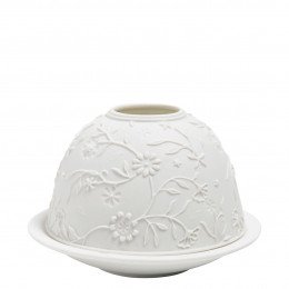 Marguerite lithophane tealight holder in porcelain bisque