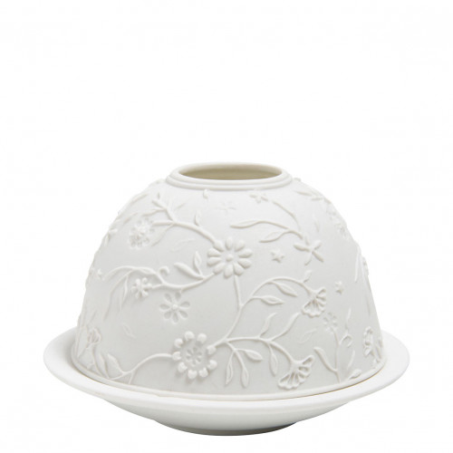 Marguerite lithophane tealight holder in porcelain bisque