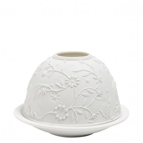 Marguerite lithophane tealight holder in porcelain bisque