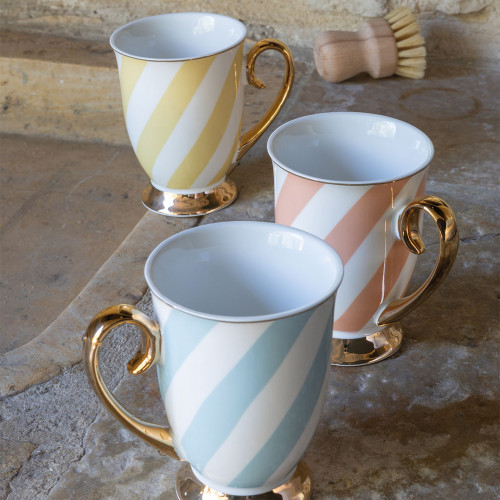 Taza Madame de Récamier rayas pastel - Amarillo