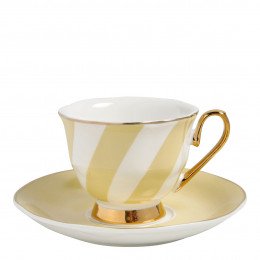 Chávena de café e pires Madame de Récamier riscas pastel - Amarelo