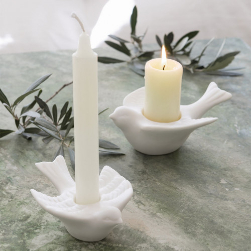 Candelabro Mésange de bizcocho de cerámica - Modelo grande