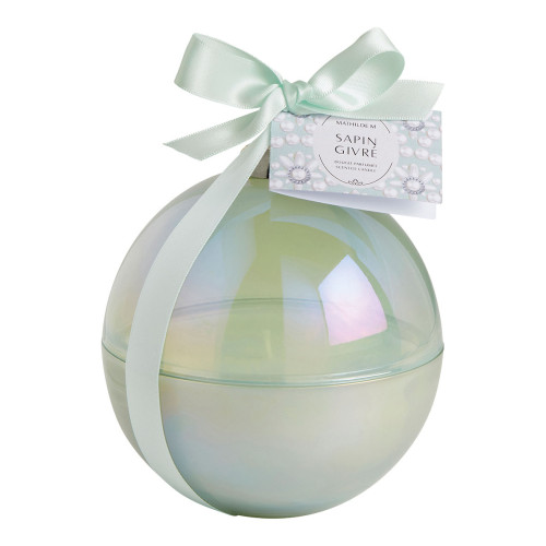 Bougie parfumée Boule de Noël Fête Nacrée 210 g - Sapin Givré