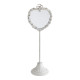 Heart-shaped whitewashed metal standing mirror