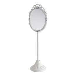 Miroir sur pied Fleurs en métal blanchi