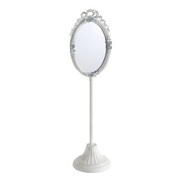 Miroir sur pied Fleurs en métal blanchi