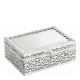 Precious rectangular jewelry box in whitened metal
