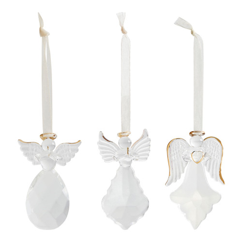 Set of 3 hanging glass Angel ornaments