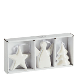 Set di 3 decorazioni natalizie in ceramica