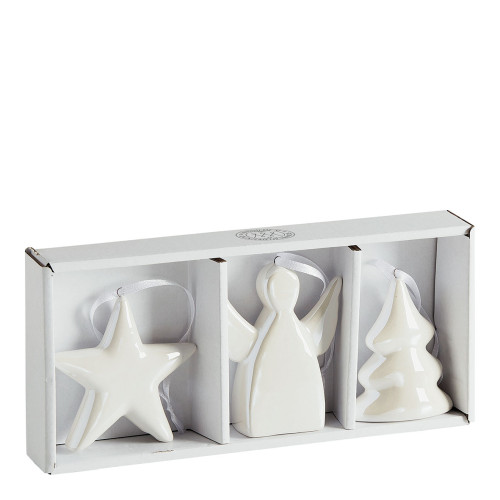 Set di 3 decorazioni natalizie in ceramica
