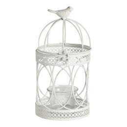 Cage à oiseaux photophore en métal - ⌀ 10 x 20,5 cm