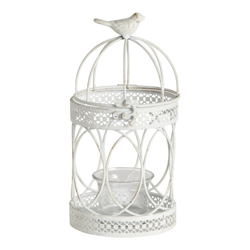 Cage à oiseaux photophore en métal - ⌀ 10 x 20,5 cm