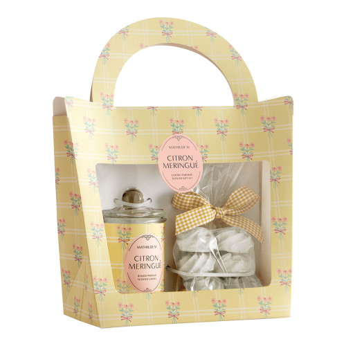 Gift Set Scented Candle 100 g and Decorations Gourmandises d'Été - Citron Meringué