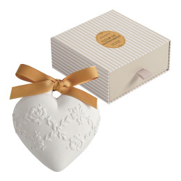 Décor parfumé Grand Cœur brodé - Fleur de Mandarine