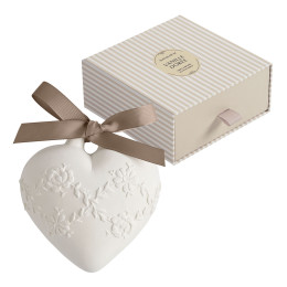 Décor parfumé Grand Cœur brodé - Vanille Dorée