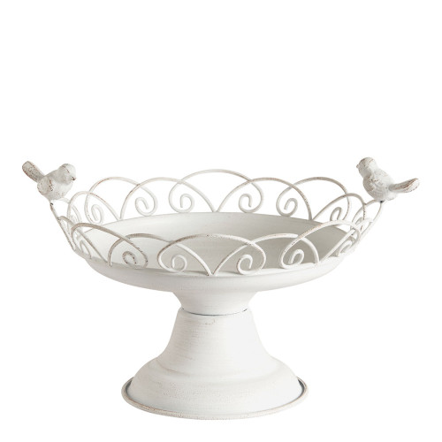 Plateau rond sur pied Oiseaux en métal - ⌀ 25,5 x 18 cm