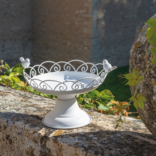 Plato redondo con pie Oiseaux en metal - ⌀ 25,5 x 18 cm