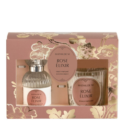 Estuche de perfume de ambiente y vela perfumada Trésor de Fleurs - Rose Élixir