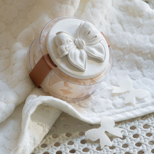 Boîte de feuilles de savon Petits Nœuds nude - Parfum Rose
