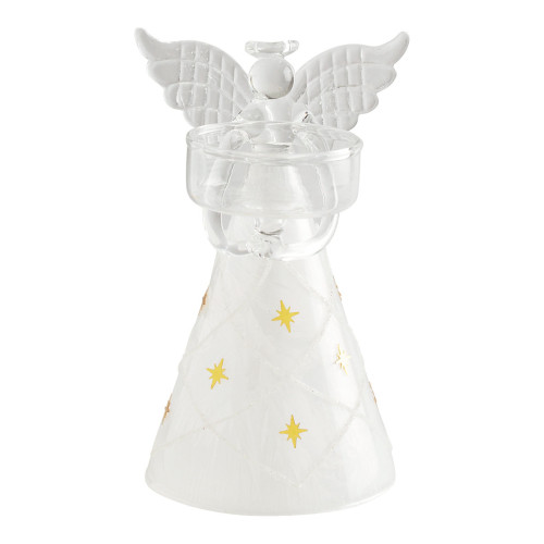 Frosted glass angel candle holder