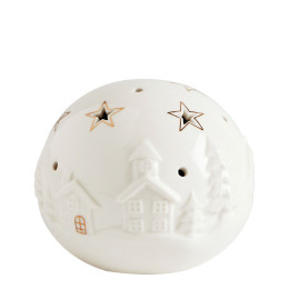 Sfera decorativa Villaggio di Natale in ceramica con LED - Modello piccolo