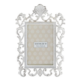 Glimmer of Yesteryear Rectangular Photo Frame in Whitewashed Metal