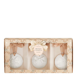 Coffret boules de Noël parfumées Rubans de Fête - Orange Cannelle