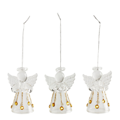 Set of 3 Mini Glass Hanging Angels