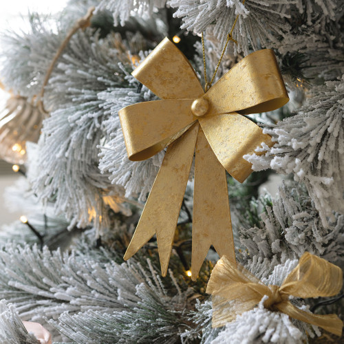 Hanging Bow Ornament in Gold Metal - Large