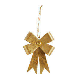 Hanging Bow Ornament in Gold Metal - Small