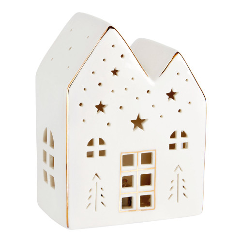 Decorative Ceramic House with LED Lights - Large