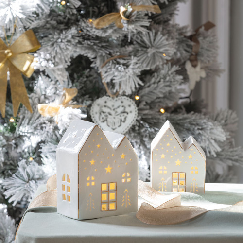 Casetta decorativa in ceramica con LED - Formato piccolo
