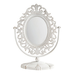 Miroir sur pied Rosalie en métal blanchi