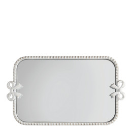 Plateau miroir rectangulaire Nœud en métal blanchi