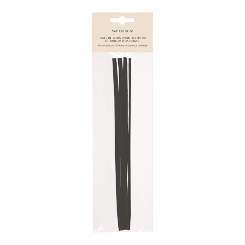 Pack of 7 black rattan reeds, 40 cm, for fragrance diffusers