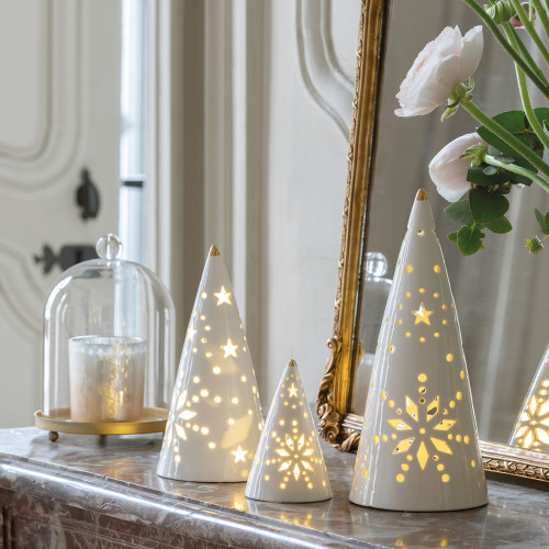 Decorative ceramic cone Christmas tree with LEDs - Medium