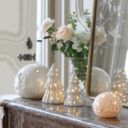 Sapin décoratif en céramique avec LED - Petit modèle