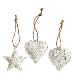Set di 3 decorazioni da appendere in metallo