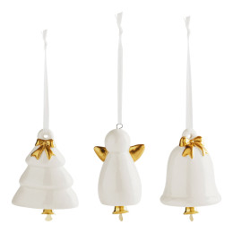 Set di 3 decorazioni natalizie da appendere in ceramica