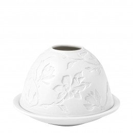 Majestic Flowers lithophane candle holder in porcelain biscuit